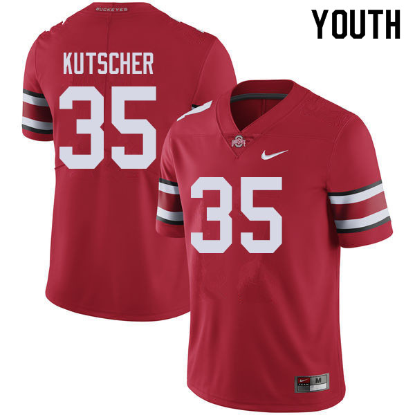 Youth Ohio State Buckeyes #35 Austin Kutscher Red Authentic College Stitched Football Jersey 23RN045ZY